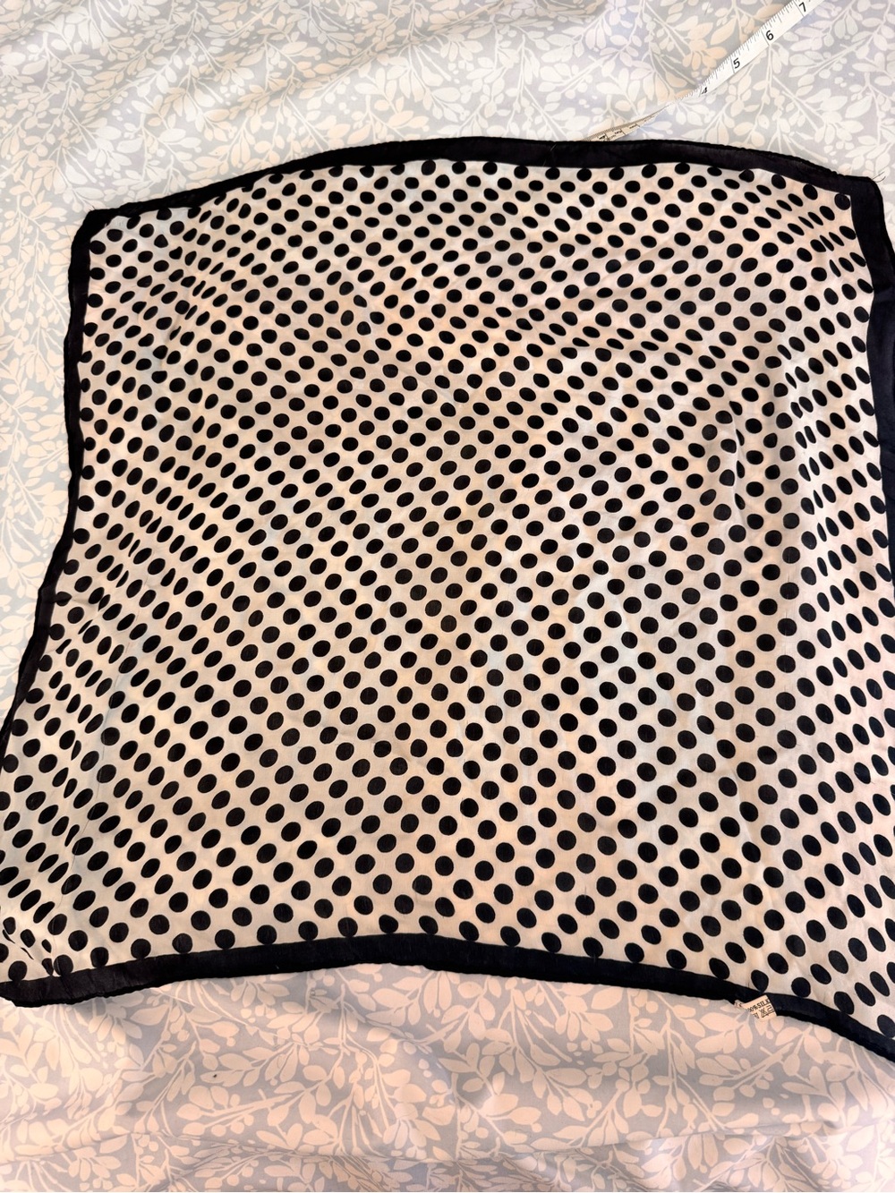 Polka Dot 100% Silk Scarf - Black and White - Picture 5 of 9